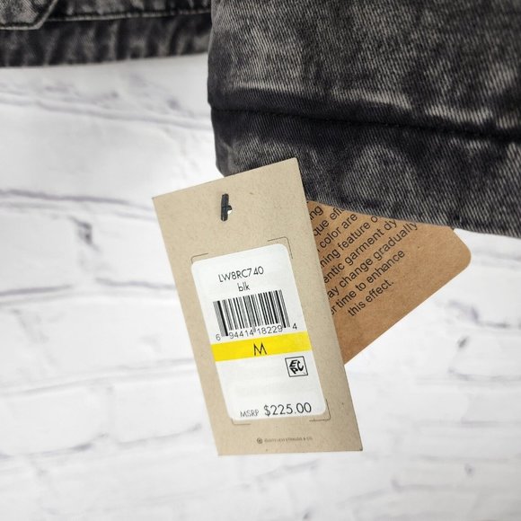 Levi's Women's Size M Black Acid Washer Denim Belted Sherpa Moto Jacket - Picture 6 of 12